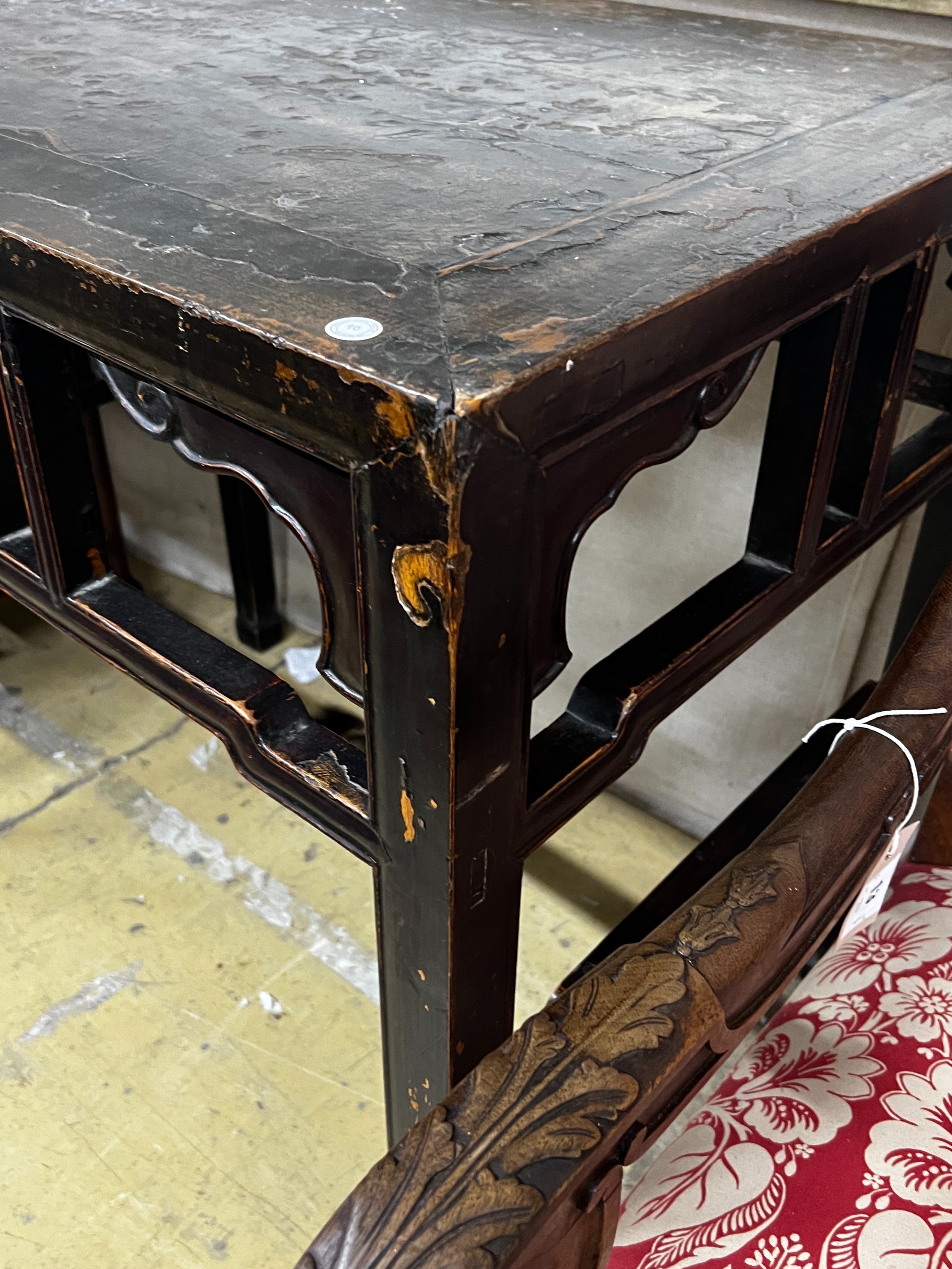 A Chinese rectangular lacquer side or altar table, length 94cm, width 62cm, height 86cm